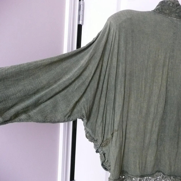 Vintage Don Vito Open Front Jacket Cardigan Green Ruffles Made in Italy Witchy - Picture 6 of 8